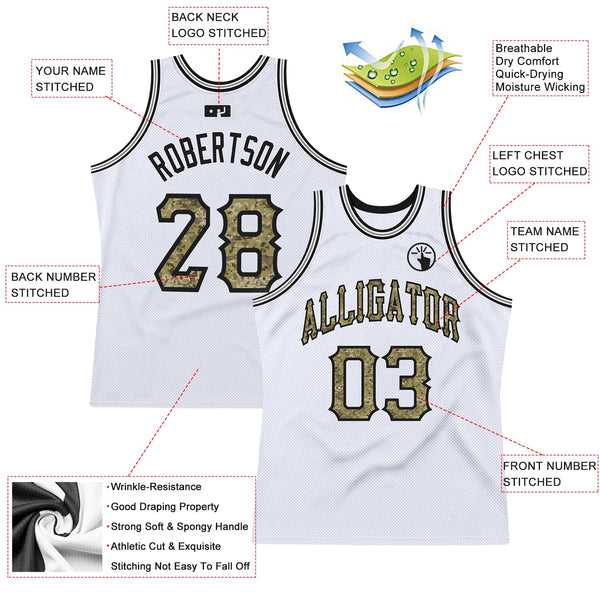 Custom White Camo-Gray Authentic Throwback Basketball Jersey alternate