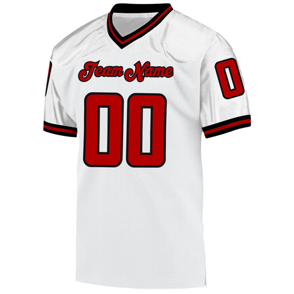 Custom White Red-Black Mesh Authentic Throwback Football Jersey alternate