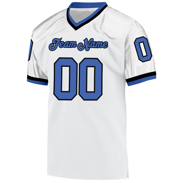 Custom White Blue-Black Mesh Authentic Throwback Football Jersey alternate