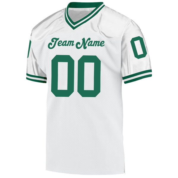 Custom White Kelly Green Mesh Authentic Throwback Football Jersey alternate