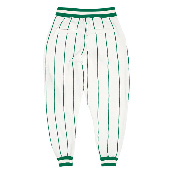 Custom White Kelly Green Pinstripe Kelly Green-White Sports Pants alternate