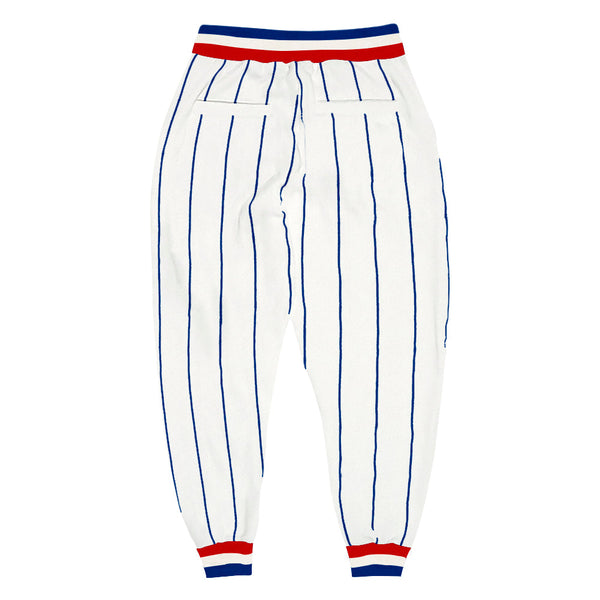 Custom White Royal Pinstripe Royal-Red Sports Pants alternate