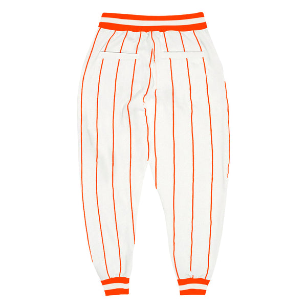 Custom White Orange Pinstripe Orange-White Sports Pants alternate