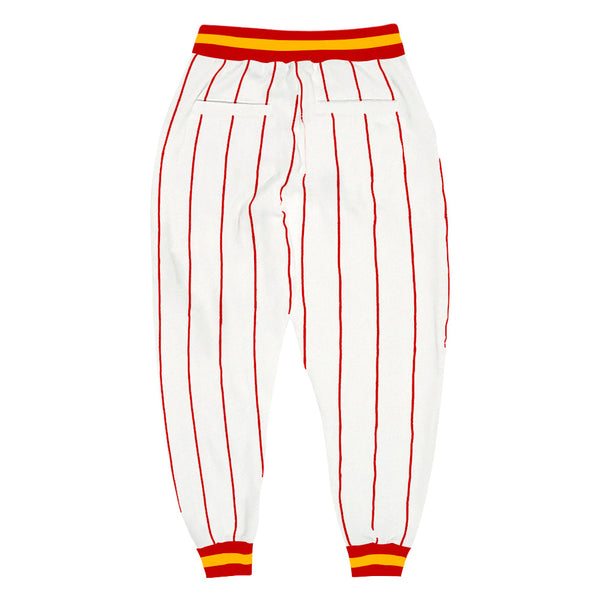 Custom White Red Pinstripe Red-Gold Sports Pants alternate