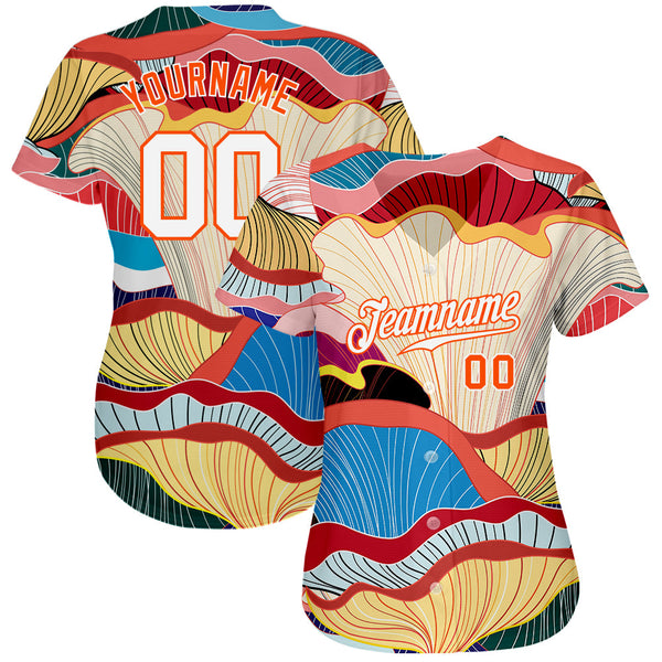 Custom White White-Orange 3D Pattern Design Flowers Authentic Baseball Jersey alternate
